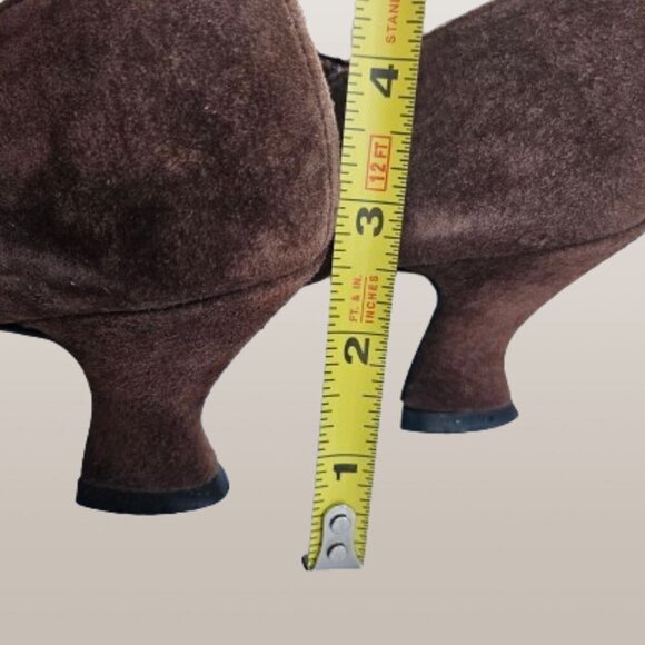 Vertan Brown Leather Suede Criss-Cross Elastic Strap Pumps -  Size 8M - Picture 4 of 8